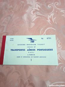 Coleccionismo billetes de transporte: Antiguo billete Transportes Aèreos Portugueses.